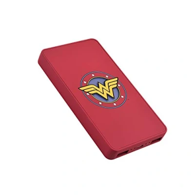 Abbildung von EMTEC Externer Akku 5000 mAh, Power Bank U900, tragbarer Backup Akku, 2 USB A Ports, 5 V/2 A, Micro USB, Ladekontrolle und Überhitzungsschutz, DC Comics Wonderwoman, rot