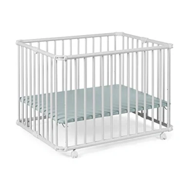 Abbildung von Geuther 2261 Laufgitter Lucilee Passung: 76 cm x 97 3 fach werkzeuglos höhenverstellbar gepolsterter Laufstall in 4 Farbvarianten und 7 Designs erhältlich Farbe: Weiß Muster: Mint