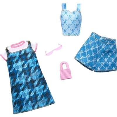 Abbildung von Mattel® Anziehpuppe Barbie Fashions 2er Pack Blaues Kleid + Top und Rock