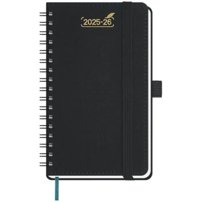 Abbildung von BEZEND 18 Monate Taschenkalender 2025 2026 klein (Juli 25 Dez 26), Kalender 25/26 Wochenplaner A6 1 Woche 2 Seiten mit Spalten, Terminplaner Ringbuch PU Leder Softcover, Schwarz