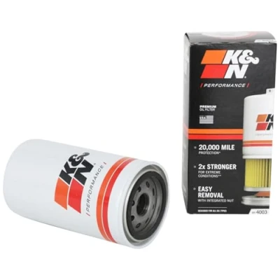 Abbildung von K&amp;N Ölfilter Patrone 93x183mm kompatibel mit Dodge, Ram, Freightliner, Blue Bird , Weiß(HP 4003)