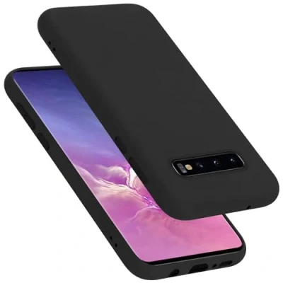 Abbildung von Cadorabo Hülle kompatibel mit Samsung Galaxy S10 5G Silikon Handyhülle für Case aus flüssigem Silikon, Kratzfeste Schutzhülle Liquid SCHWARZ