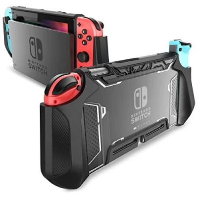 Abbildung von mumba Hülle für Nintendo Switch Robuste Schutzhülle Hybrid TPU Griff Case Cover [Blade Series] Kompatibel mit Konsole und Joy Con Controller (Schwarz), Schwarz