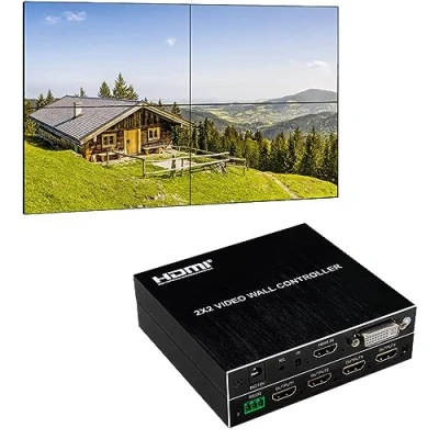 Abbildung von 2x2 Video Wall Controller 1080P HDMI &amp; DVI Eingänge; Ausgänge 8 Anzeigemodi 2x2, 1x2, 1x3, 1x4, 2x1, 3x1, 4x1