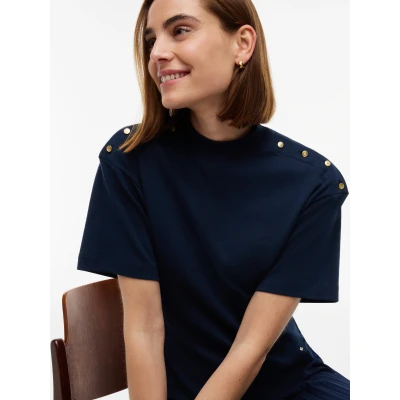 Abbildung von Tommy Hilfiger Button HIGH Dress Jerseykleid, Damen, Größe: 36/38, Dark blue
