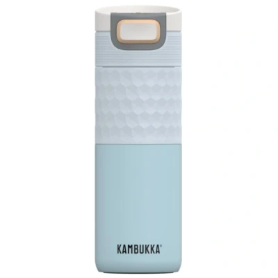 Abbildung von Kambukka Thermobecher 500ml Kaffeebecher to go aus Edelstahl Auslaufsicher &amp; dicht Isolierbecher, Travel Coffee mug hält 9h heiß/ 18h kalt Modell ETNA Breezy Blue