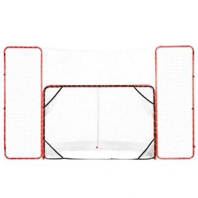 Abbildung von VEVOR Hockeytor Streethockeynetz mit Rücklaufsperre und Zielen, Straßenhockey Tor Hockeynetz, 310 x 183 cm Pro Hockey Trainingstor Set, tragbares Indoor Outdoor Netz, weiß/rot, Training