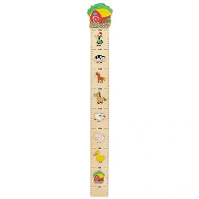 Abbildung von Bieco Messlatte Bauernhof Skala 0,65 1,5m Holz Kinder Wand Dekoration Maßband Körper Meter Wandtattoo Kinderzimmer Tiere Kind