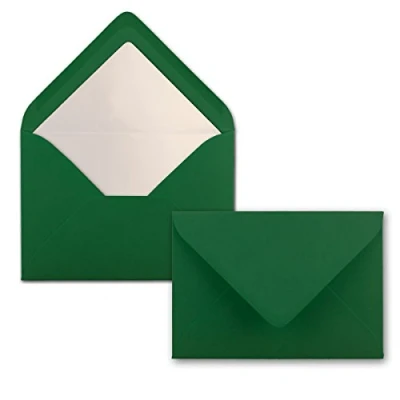 Abbildung von 25 Briefumschläge Dunkel Grün DIN C6 gefüttert mit weißem Seidenpapier 90 g/m² 11,4 x 16,2 cm Nassklebung NEUSER PAPIER