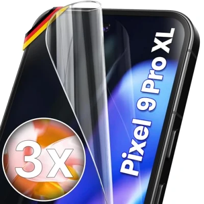 Abbildung von UTECTION 3X Schutzfolie für Google Pixel 9 PRO XL Fingerabdruck kompatibel Premium Folie KEIN Glas Hüllenfreundlich Anti Kratzer Displayschutzfolie Ultra Clear Schutz Displayfolie