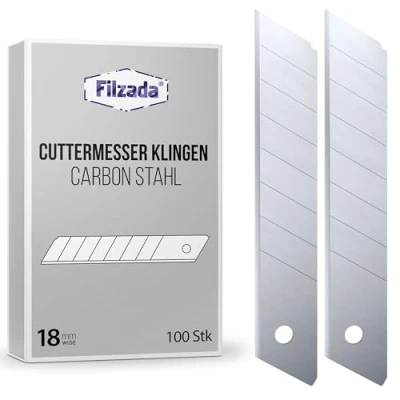 Abbildung von Filzada Cuttermesser 100x Klingen 18mm Silber Abbrechklingen Cutterklingen