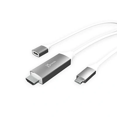 Abbildung von j5create USB Typ C auf 4K@60Hz HDMI Adapter Kabel (1,8m) mit PD 100W, Kompatibel Thunderbolt 3/4, MacBook Pro/Air, iPad ChromeBook (JCC155G)