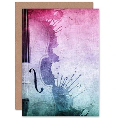Abbildung von Wee Blue Coo Music Violin Grunge Splat Birthday Art Sealed Greeting Card Plus Envelope Blank inside Musik
