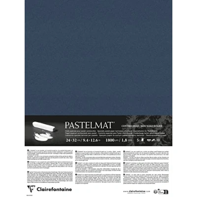 Abbildung von Clairefontaine 796014C Packung mit 5 Bogen Pastelmat kaschiert, DIN A4+, 24x32cm, praktisch und sicher, 360g, Dunkelblau, 1 Pack