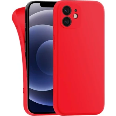 Abbildung von MyGadget Hülle Kompatibel mit iPhone 12 robuste Silikon Schutzhülle TPU Case Slim Silikonhülle Back Cover Kratzfest Handyhülle Matt Rot
