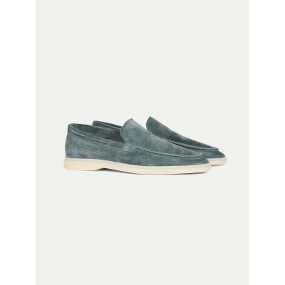 Abbildung von Aurélien Yacht Loafers Veloursleder Suede Herren Grün mit Weiß/ Lichtsohle Größe 45 Italienischer handgemachter mediterraner Stil &amp; exklusiver Luxus Schuhe