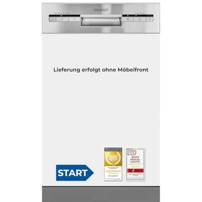 Abbildung von exquisit vollintegrierbarer Geschirrspüler Einbau EGSP51009 EB 030E, 9 Maßgedecke, Mechanisches Sicherheitsschloss, Tassenhalter klappbar