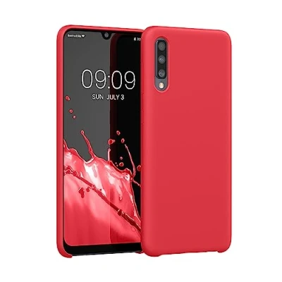 Abbildung von kwmobile Hülle kompatibel mit Samsung Galaxy A50 Silikon Handy Case Handyhülle weiche Oberfläche kabelloses Laden Awesome Pink