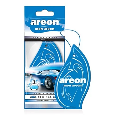 Abbildung von AREON Mon Auto Duft New Car Neues Neuwagen Lufterfrischer Autoduft Blau Hängend Aufhängen Anhänger Spiegel Pappe 2D Wohnung (Pack x 1)