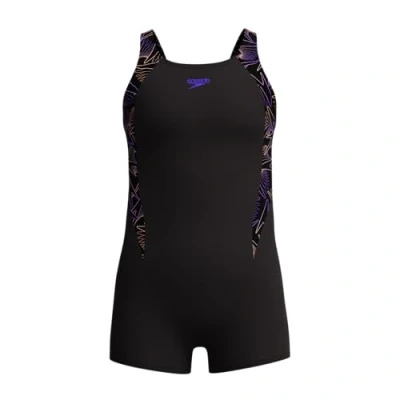 Abbildung von Speedo Mädchen Hyperboom Splice Legsuit Chlorbeständig Schnell trocknend Stretchmaterial Bequeme Passform Einteiler Schwimmbekleidung, Bright Peach, 11 12