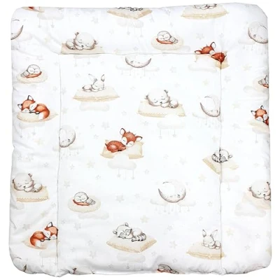 Abbildung von TupTam Baby Wickeltischauflage mit Baumwollbezug Gemustert, Farbe: Schlafende Tiere/Beige, Größe: 75 x 85 cm