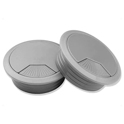 Abbildung von Mprofi MT® 2 X Kabeldurchführung Schreibtisch aus Silbernem Kunststoff Kabeldurchlass 80mm Rund Tisch, Durchführung Kabellochabdeckung Silber KS/80/2