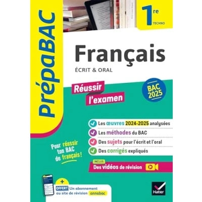 Abbildung von Prépabac français 1re technologique Bac de 2025 (écrit &amp; oral): avec les oeuvres au programme 2024