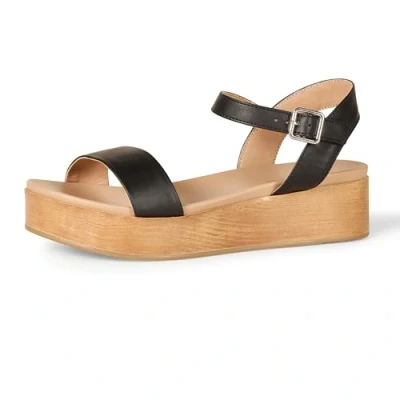 Abbildung von Amazon Essentials Damen Flache Sandale mit zwei Bändern, Schwarz, 40 EU