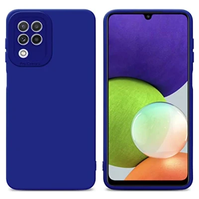 Abbildung von Cadorabo Hülle kompatibel mit Samsung Galaxy A22 4G Schutzhülle TPU Silikon Case Liquid Design Kameraschutz Slim Kratzfest Weiche Gummi Rundumschutz für in Blau