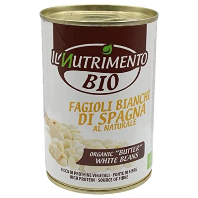 Abbildung von IL NUTRIMENTO Weiße Riesenbohnen ohne Salz, 12er Pack (12 x 400 g), [Nettogewicht g; Abtropfgewicht: 240 g]