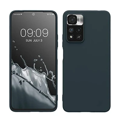 Abbildung von kwmobile Hülle kompatibel mit Xiaomi Redmi Note 11 Pro+ 5G / Pro Plus weiches TPU Silikon Case Cover geeignet für kabelloses Laden Dunkler Schiefer