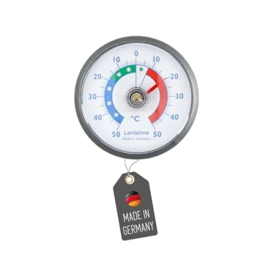 Abbildung von Lantelme Kühlschrankthermometer selbstklebend Thermometer auch für Gefrierschrank Eisfach Kühltheke Kühlzelle Kühlfach Kühlschrank zum ankleben Bimetall und Analog (Grau)