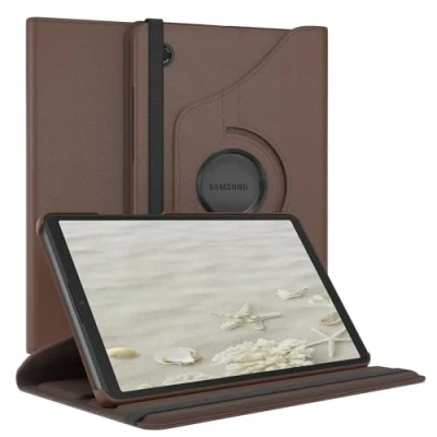 Abbildung von EAZY Case Tablet Hülle für Samsung Galaxy Tab A9 Schutzhülle 8,7 Zoll Smart Cover Rotationcase zum Aufstellen klappbar 360 drehbar mit Standfunktion Tasche Kunstleder in Braun