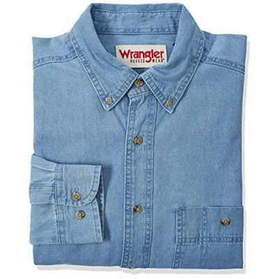 Abbildung von Wrangler Herren Denim button down shirts, Denim, XL EU
