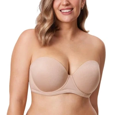 Abbildung von DELIMIRA Damen Trägerloser BH Bügel mit geformte Cups Haferflockenheide 95F