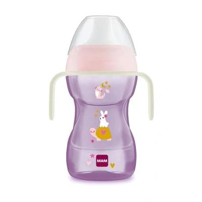 Abbildung von MAM Vaso Fun to Drink D121 Lernbecher mit Ausgießer und Deckel für Babys ab 8 Monaten, 270 ml, Rosa