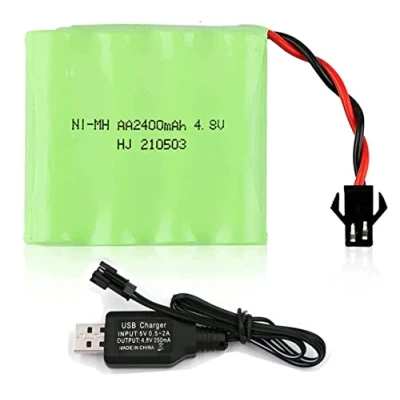 Abbildung von Yangers 4,8 V 2400 mAh NI MH AA wiederaufladbare Batterie Pack SM 2P Steckverbinder mit USB Ladekabel Set für RC Auto LKW Jumper Bagger Spielzeug