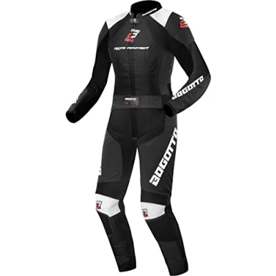 Abbildung von Bogotto Losail 2 Teiler Damen Motorrad Lederkombi, schwarz/weiß, 36