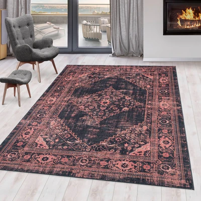 Abbildung von Ayyildiz Teppiche Teppich &quot;FIESTA 4301&quot;, rechteckig, pflegeleichter Kurflorteppich, moderner Vintage, Orient Optik