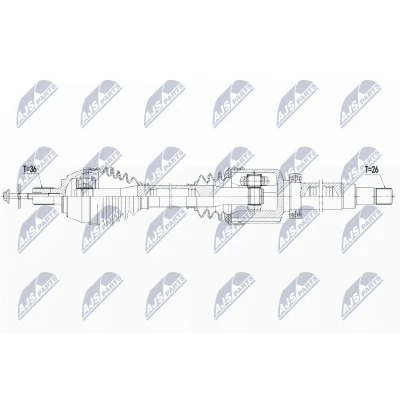 Abbildung von NTY NPW VV 125 Antriebswelle Vorderachse rechts 918 Schaltgetriebe VOLVO: V50, C30, S40 II