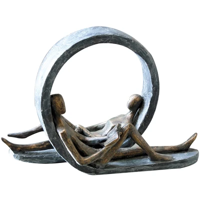 Abbildung von Casablanca Deko Skulptur Dekofigur Auszeit aus Kunstharz broncefinish Höhe 22 cm Breite 29,5