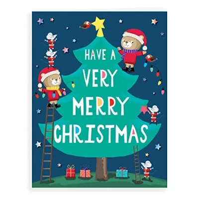 Abbildung von Regal Publishing Weihnachtskarte mit Charakteren, offen, 20,3 x 15,2 cm