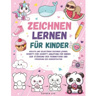 Abbildung von zeichnen lernen für Kinder Kreativ und selbständig lernen, Schritt Anleitung Kinder, zur Stärkung der Feinmotorik Förderung Konzentration
