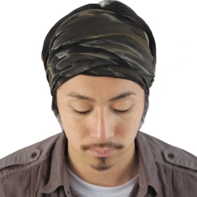 Abbildung von CHARM Herren Stirnband Elastisch Headband Japanisch Bandana Tye Dye Sport Marble Schwarz