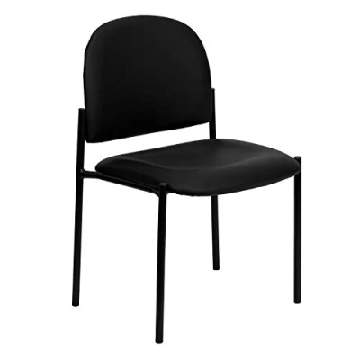 Abbildung von Flash Furniture Stuhl aus Stahl für Empfänge, stapelbar, schwarzes Vinyl, 1 Stück