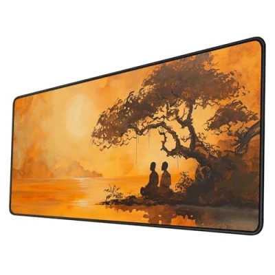 Abbildung von Gaming Mauspad XXL 1200x400x3mm, Gelbes Afrika Mousepad mit Vernähte Kanten, Wetterfest Anti Rutsch Mouse Pad, Schreibtischunterlage für PC, Laptop Verbessert Präzision und Geschwindigkeit,Geschenk