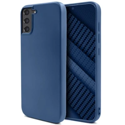 Abbildung von Moozy Lifestyle. Hülle für Samsung S21 5G, S21, Mitternachtsblau Silikon Handyhülle Schutzhülle mit Mattem Finish und Weichem Mikrofaserfutter