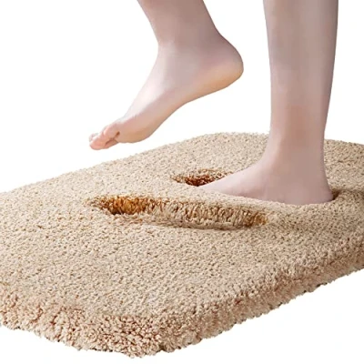 Abbildung von ROLIZOE Extrem Dicker Badematte rutschfest Badteppich Hochsaugfähige Badezimmerteppich Superweicher Badeteppich Mikrofaser Badvorleger Maschinenwaschbar 40 x 60cm,Beige