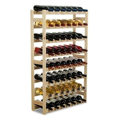Abbildung von PROREGAL Weinregal PINOTWINE HxBxT 118x72x25cm 56 Flaschen Massives Kiefernholz Natur unbehandelt Weinhalter Weinständer Flaschenständer Flaschenregal Holzregal