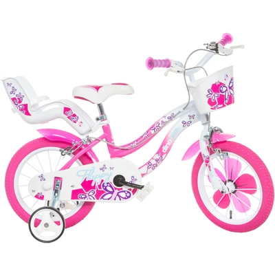 Abbildung von Dino Kinderfahrrad &quot;Mädchenfahrrad 16 Zoll&quot;, 1 Gang, mit Stützrädern, Korb und Puppensitz